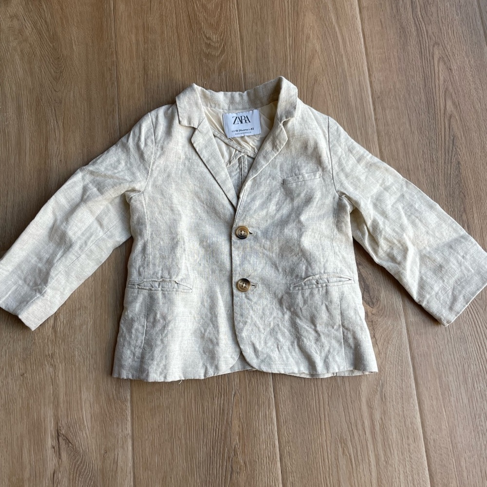 18-24M Zara Toddler Cream Linen-Blend Blazer Jacket